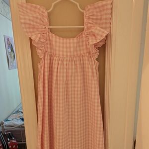 Pink and white gingham dress
